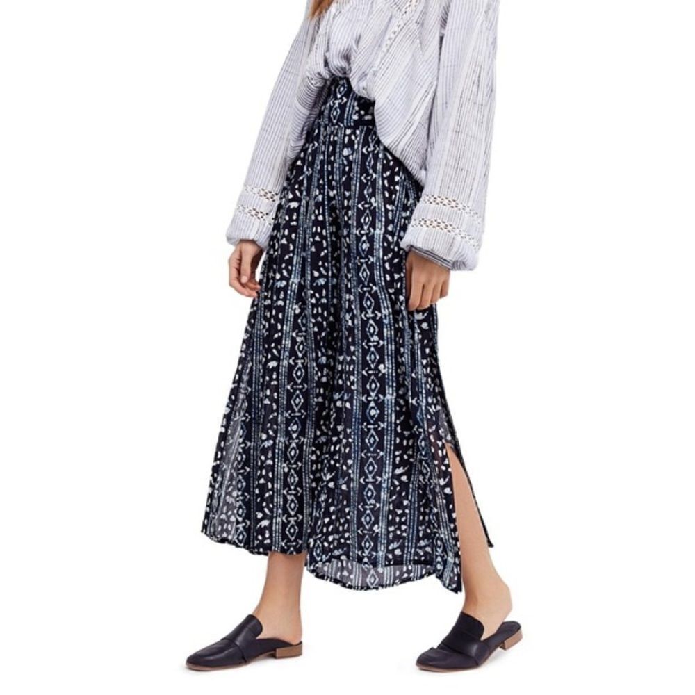 Free People Elena blue print wide‎ leg pants size S - Picture 4 of 14